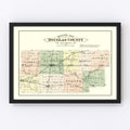 Vintage Map of Douglas County, Illinois 1893