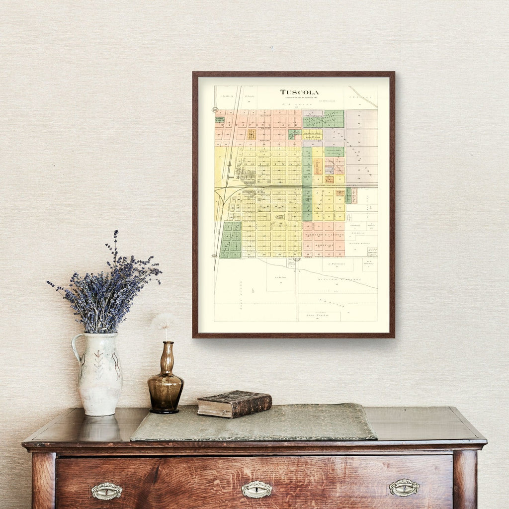 Vintage Map of Tuscola, Illinois 1893