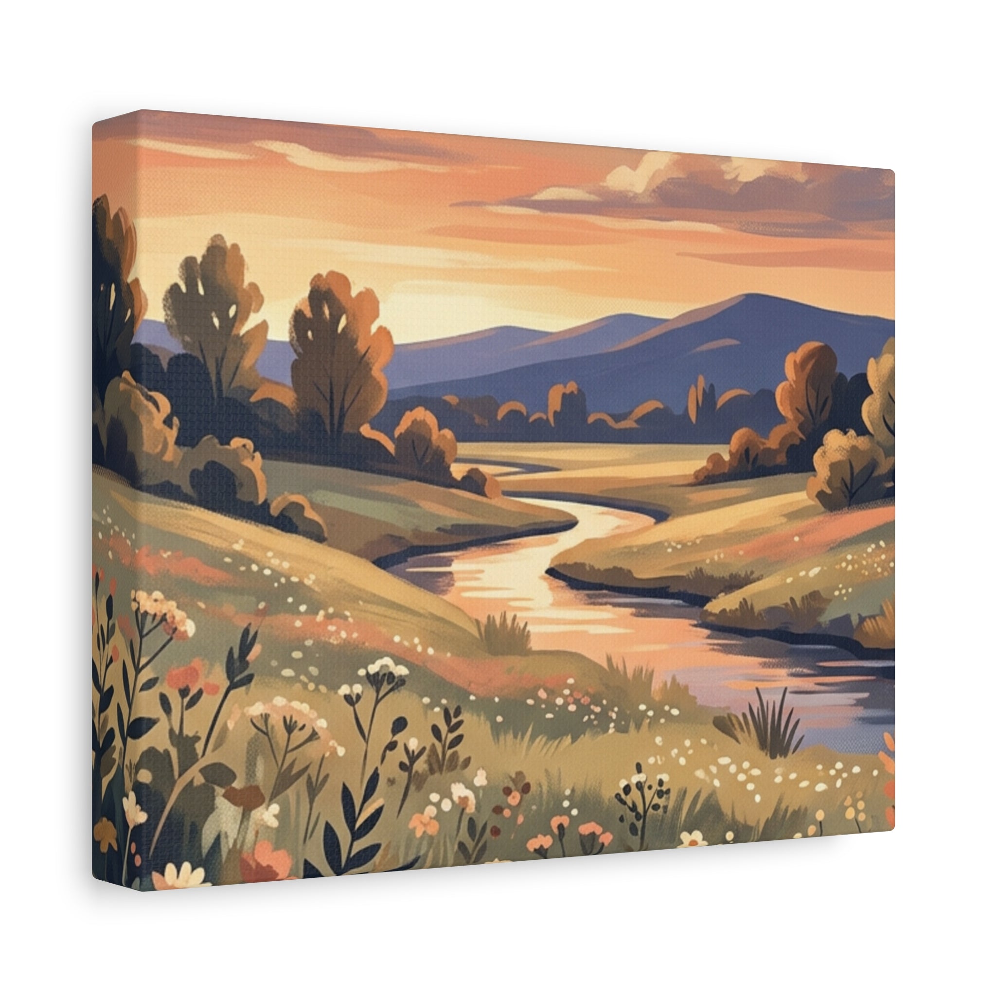 Sunset Meadow Canvas Wall Art