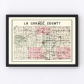 Vintage Map of Lagrange County, Indiana 1893