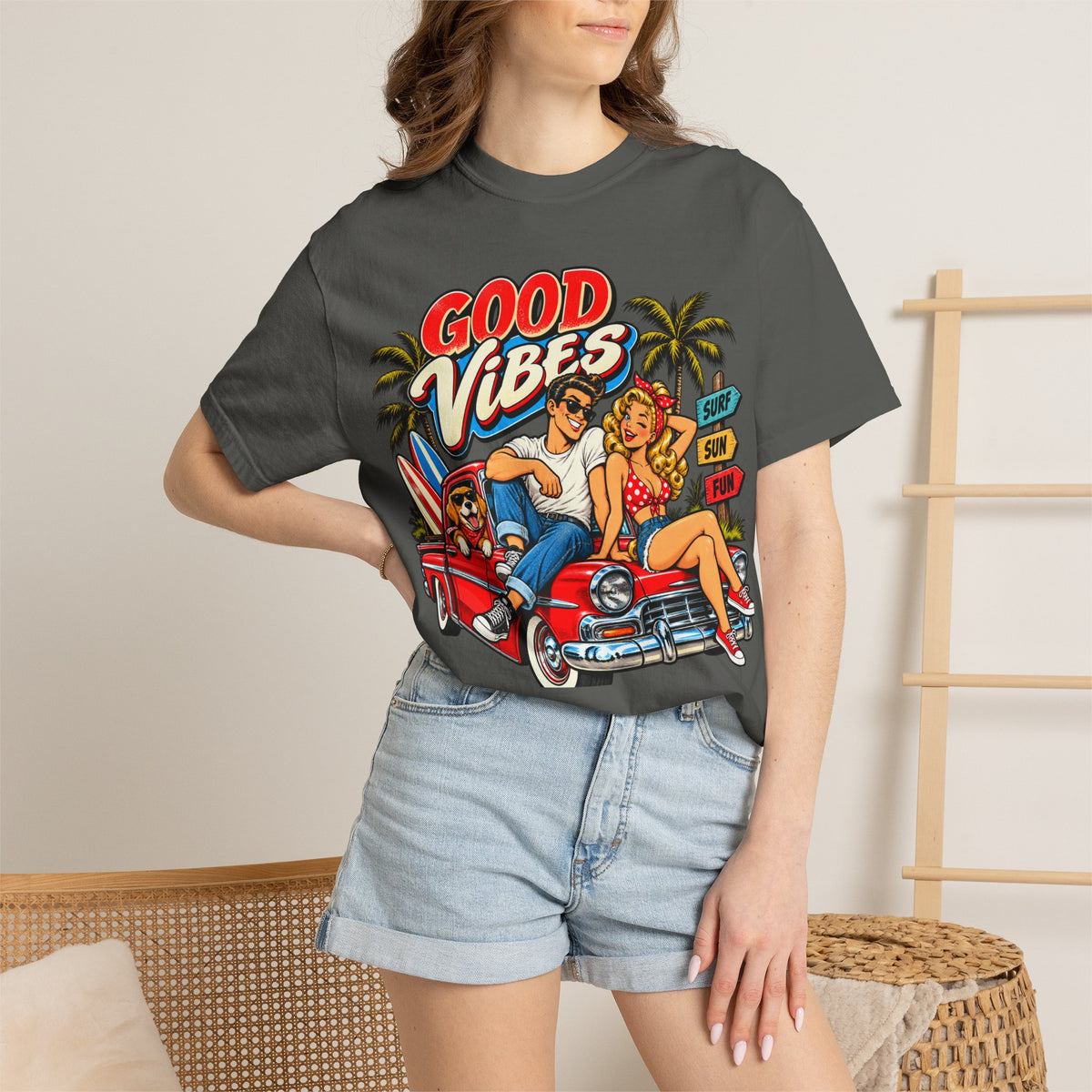 Good Vibes Retro Beach T-Shirt