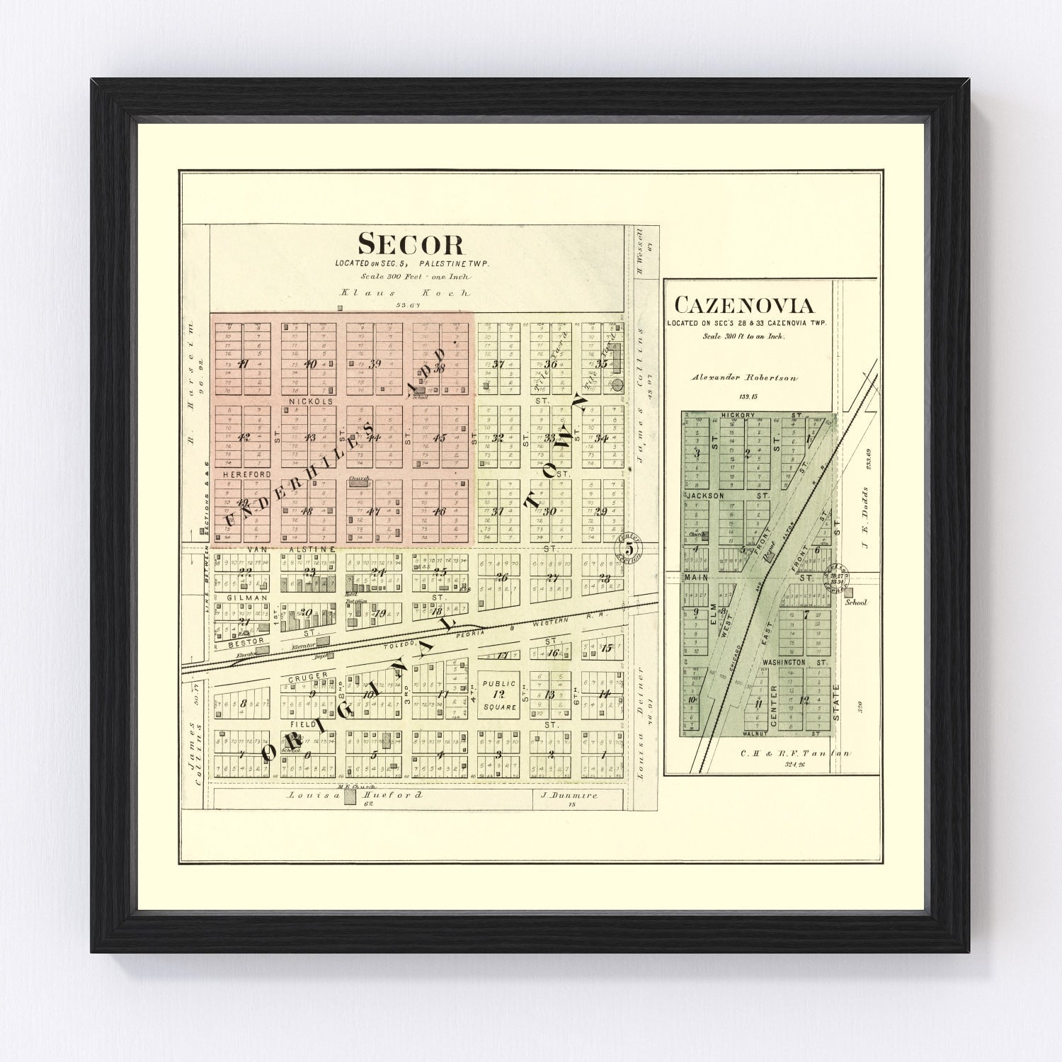 Vintage Map of Secor, Illinois 1893