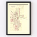 Vintage Map of Ligonier, Indiana 1893