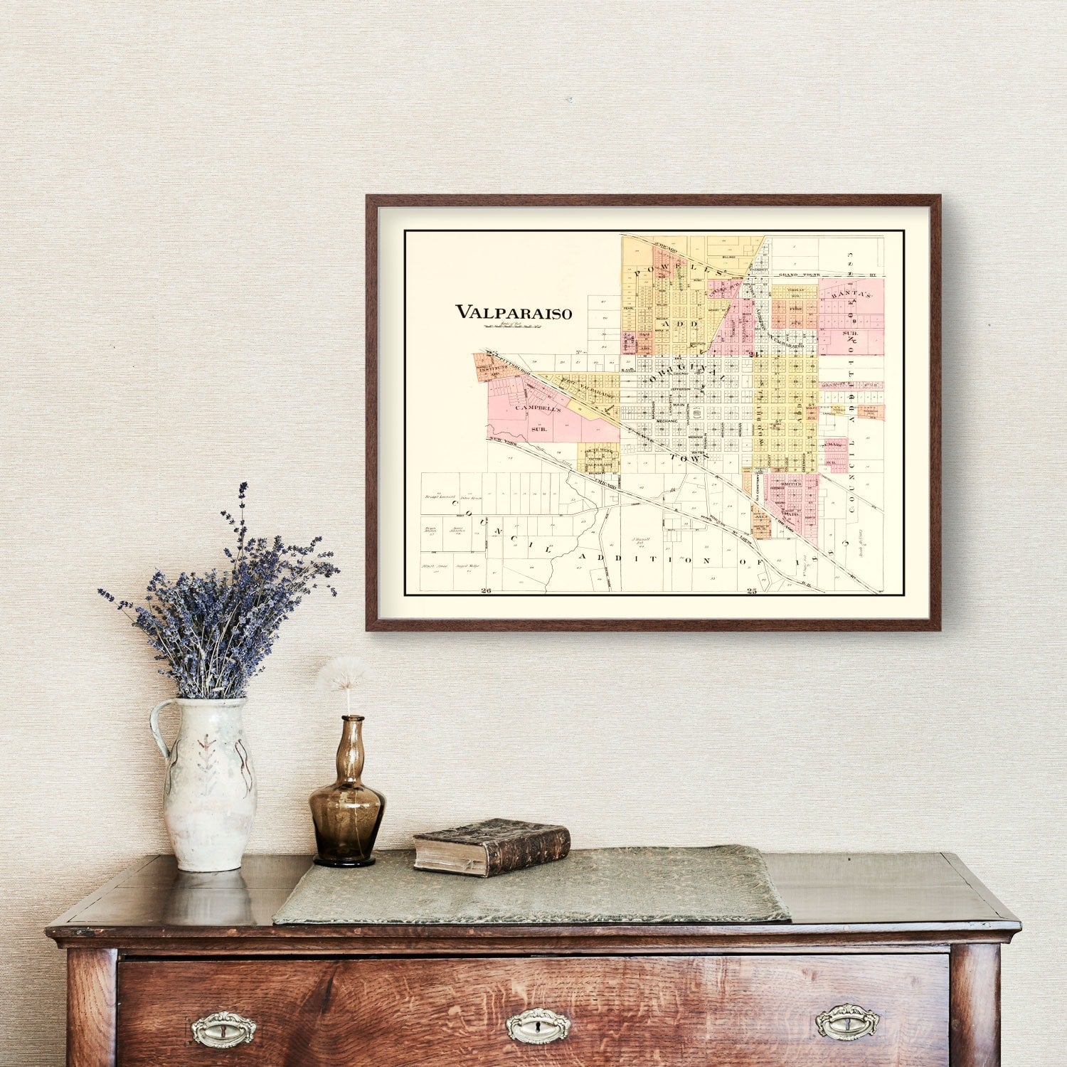 Vintage Map of Valparaiso, Indiana 1895