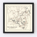 Vintage Map of Framingham, Massachusetts 1895