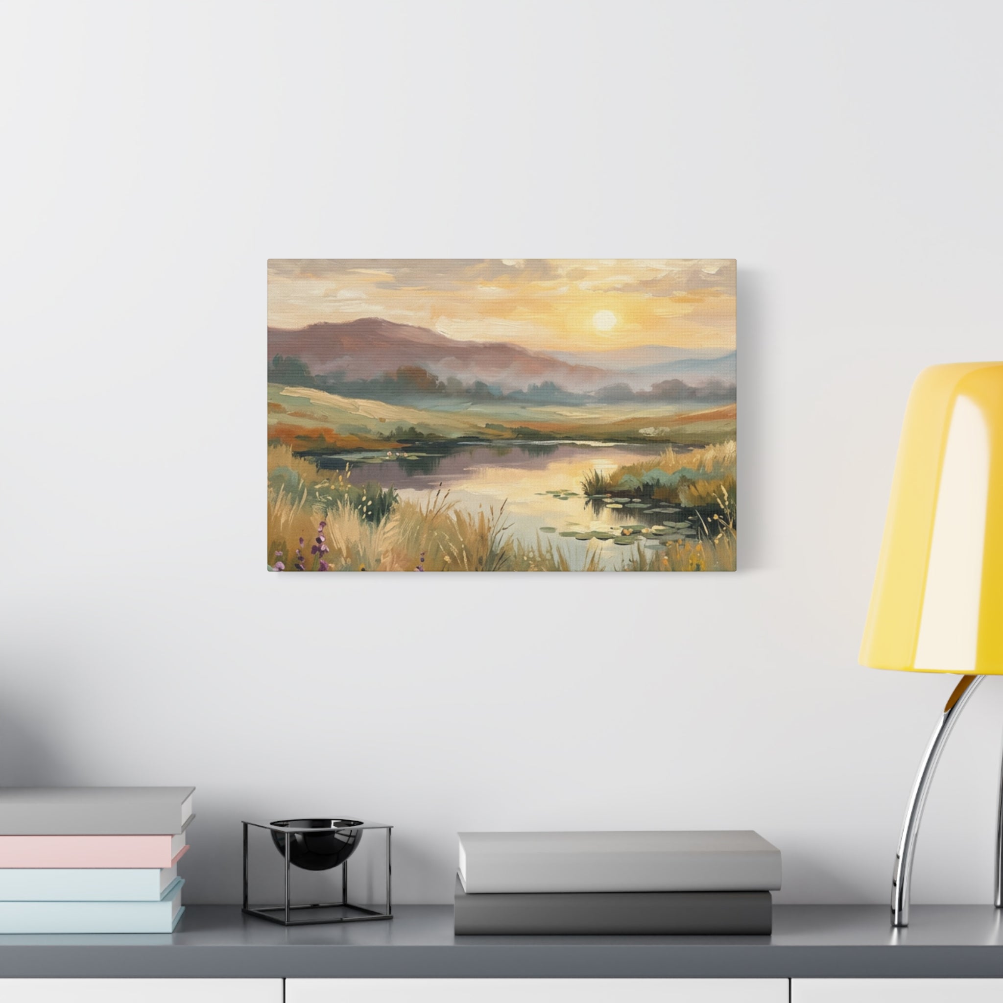 Sunset Meadow Canvas Wall Art — Stretched Matte Landscape Print