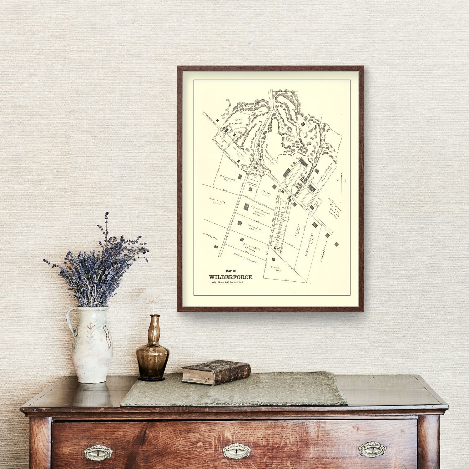 Vintage Map of Wilberforce, Ohio 1896