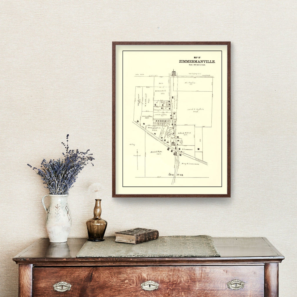 Vintage Map of Zimmermanville, Ohio 1896