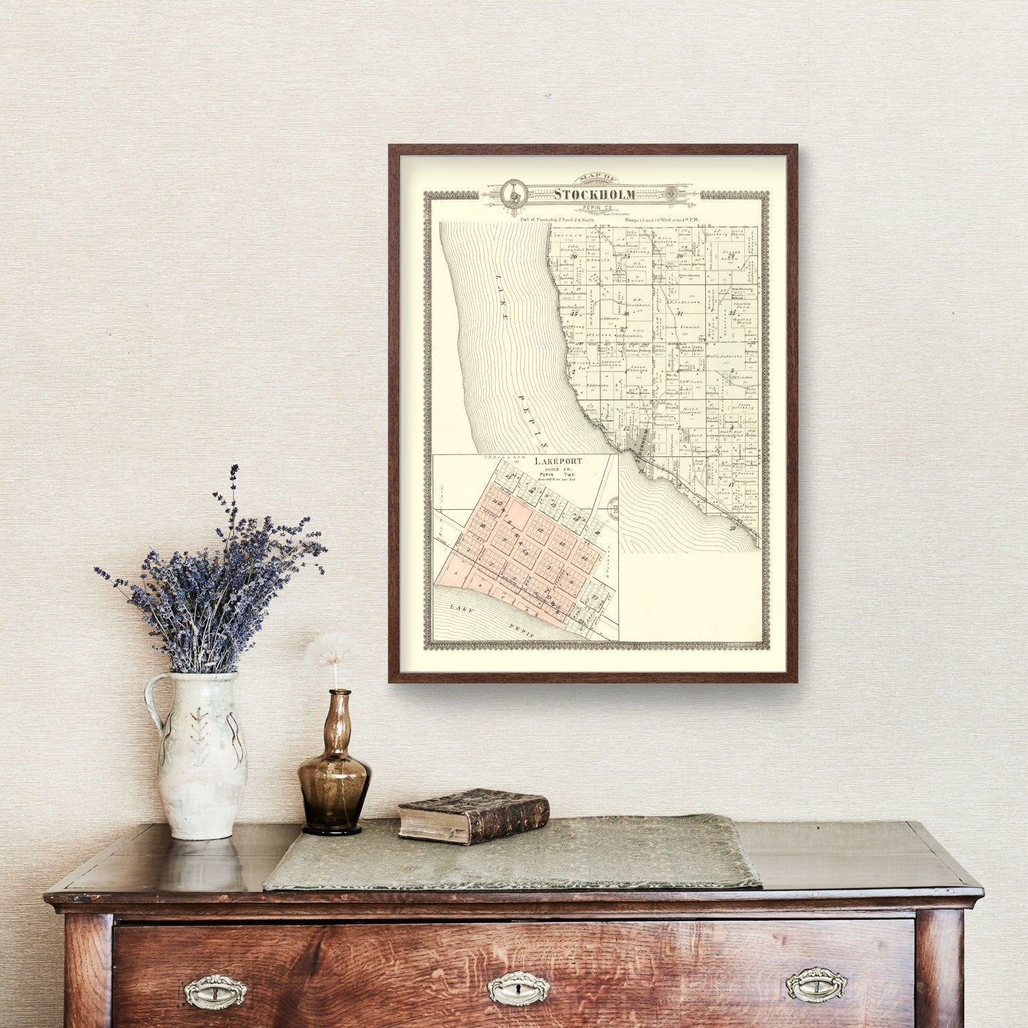 Vintage Map of Stockholm, Wisconsin 1896