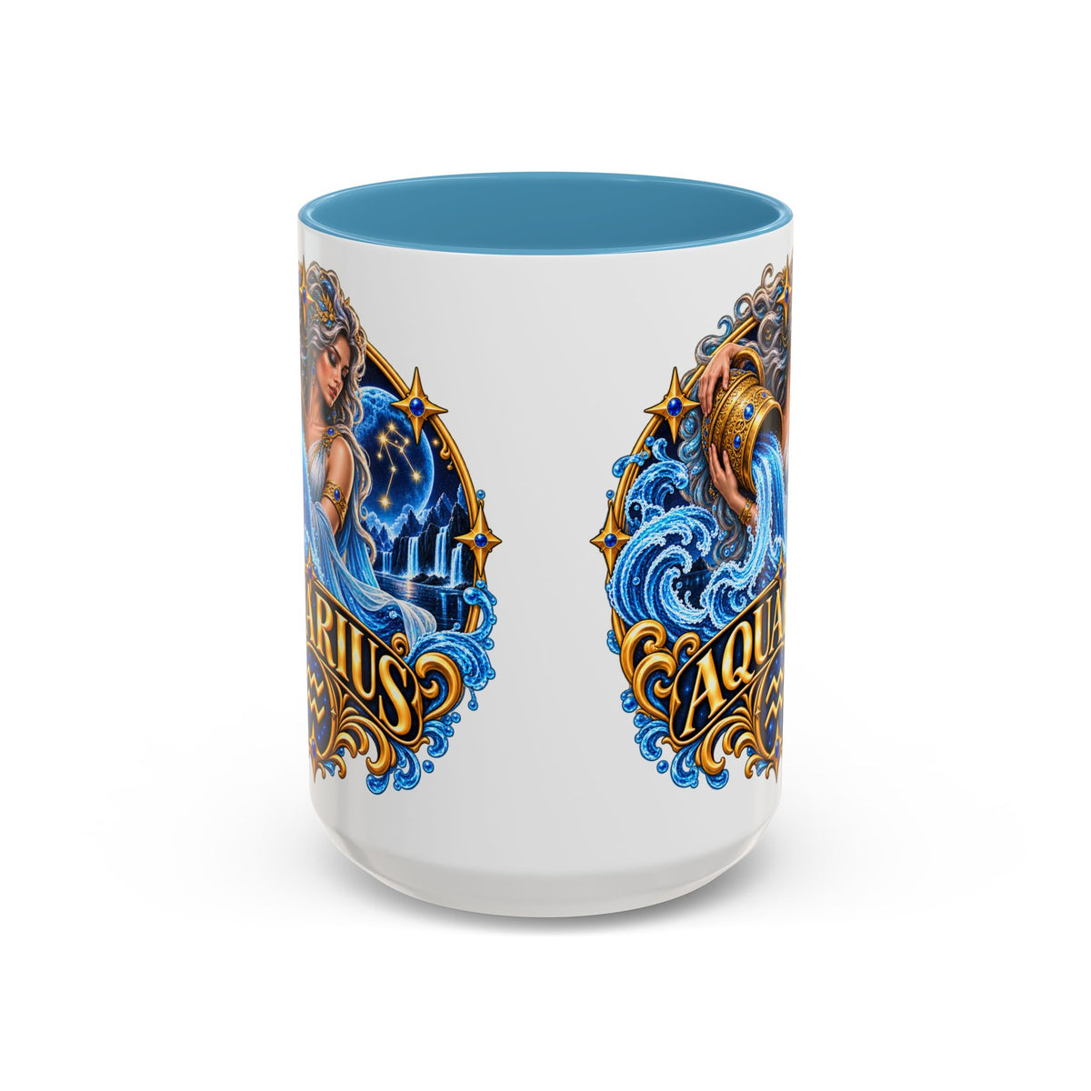 Aquarius Zodiac Coffee Mug — Illustrated Water Bearer Astrology Gift (11/15oz)