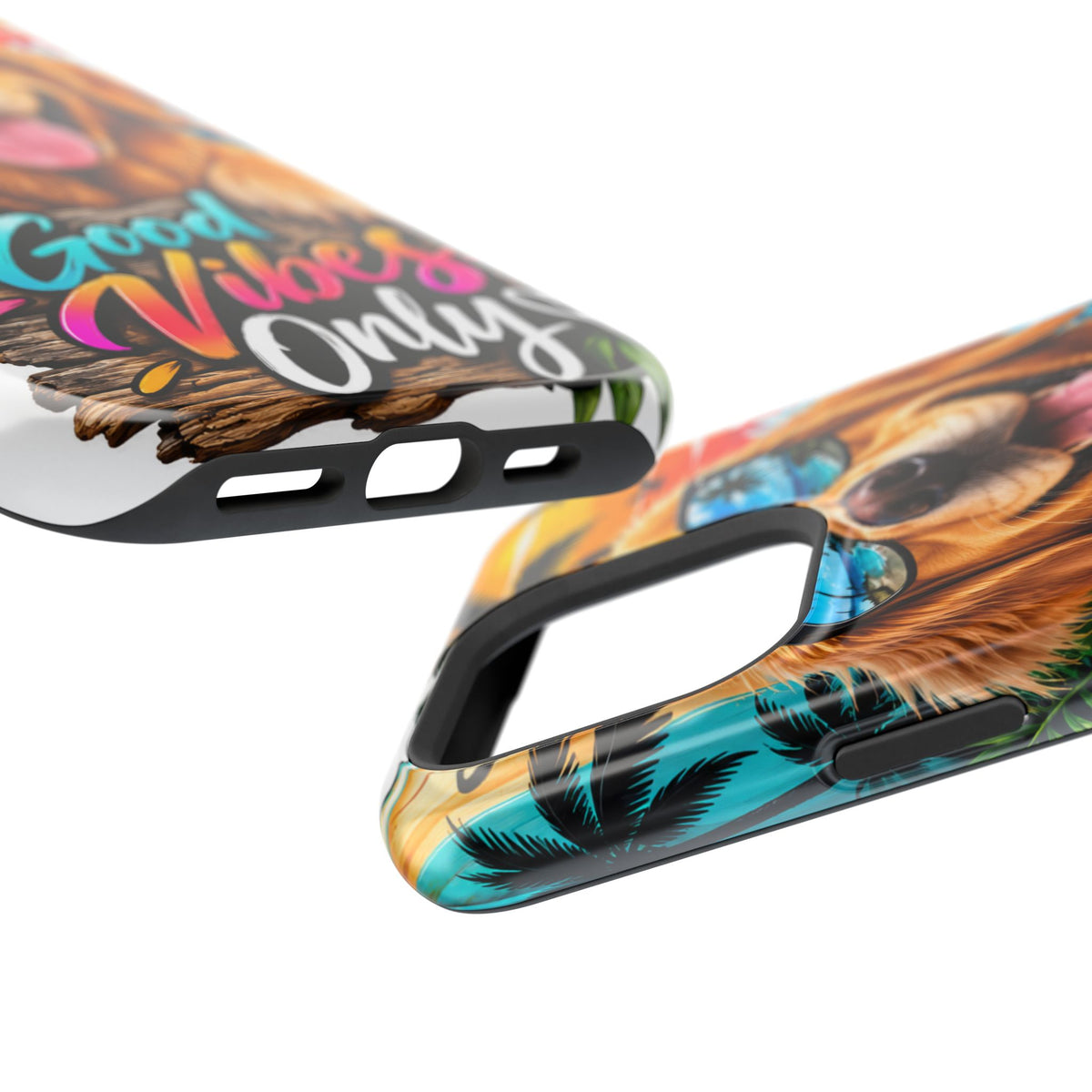 Phone Case — 'Good Vibes Only' Tropical Dog Impact-Resistant Case