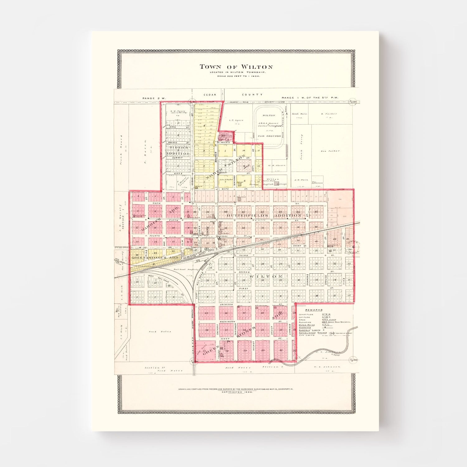Vintage Map of Wilton, Iowa 1899
