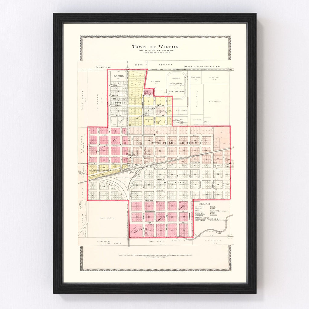 Vintage Map of Wilton, Iowa 1899