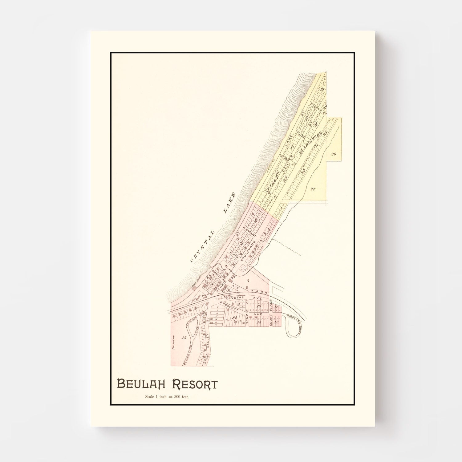 Vintage Map of Beulah Resort, Michigan 1901