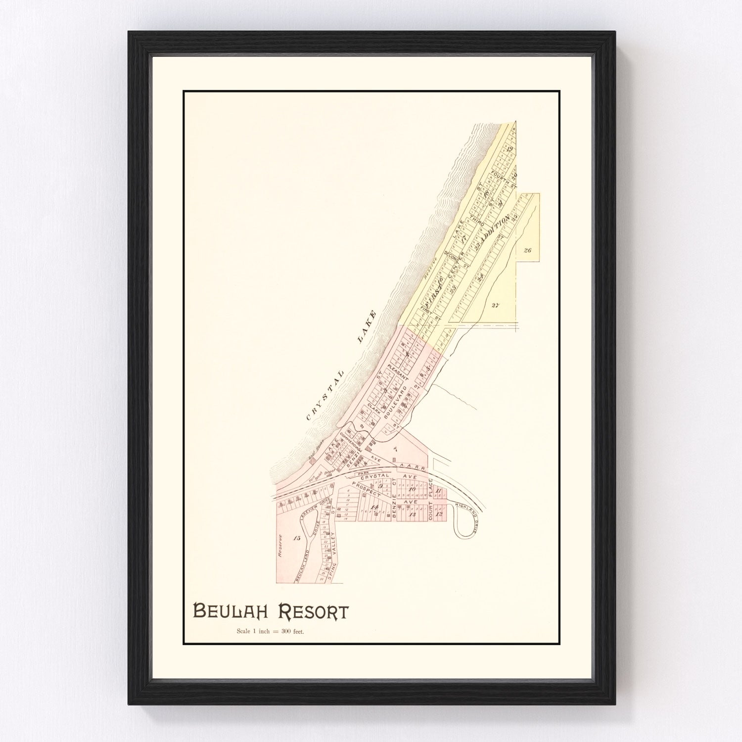 Vintage Map of Beulah Resort, Michigan 1901
