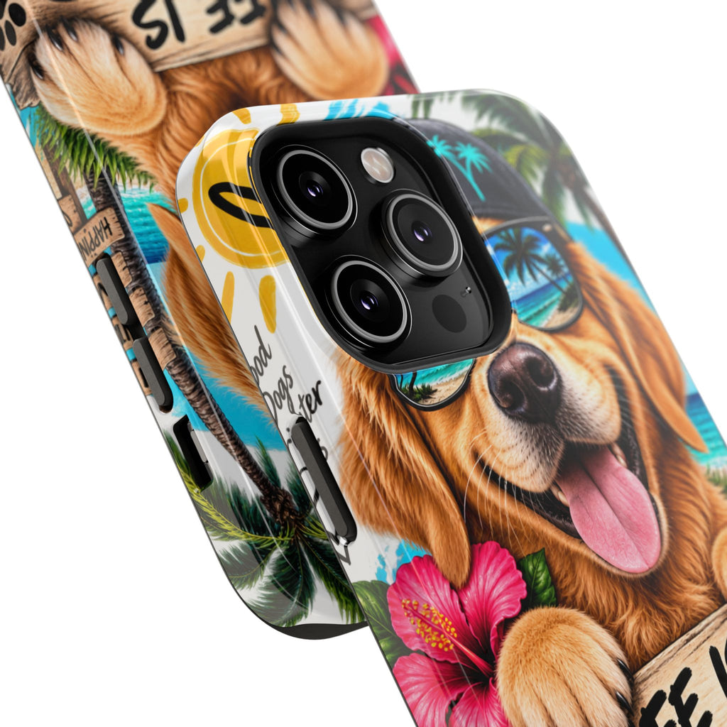 Impact-Resistant Phone Case — "Life Is Better With a Dog" Tropical Dog Design