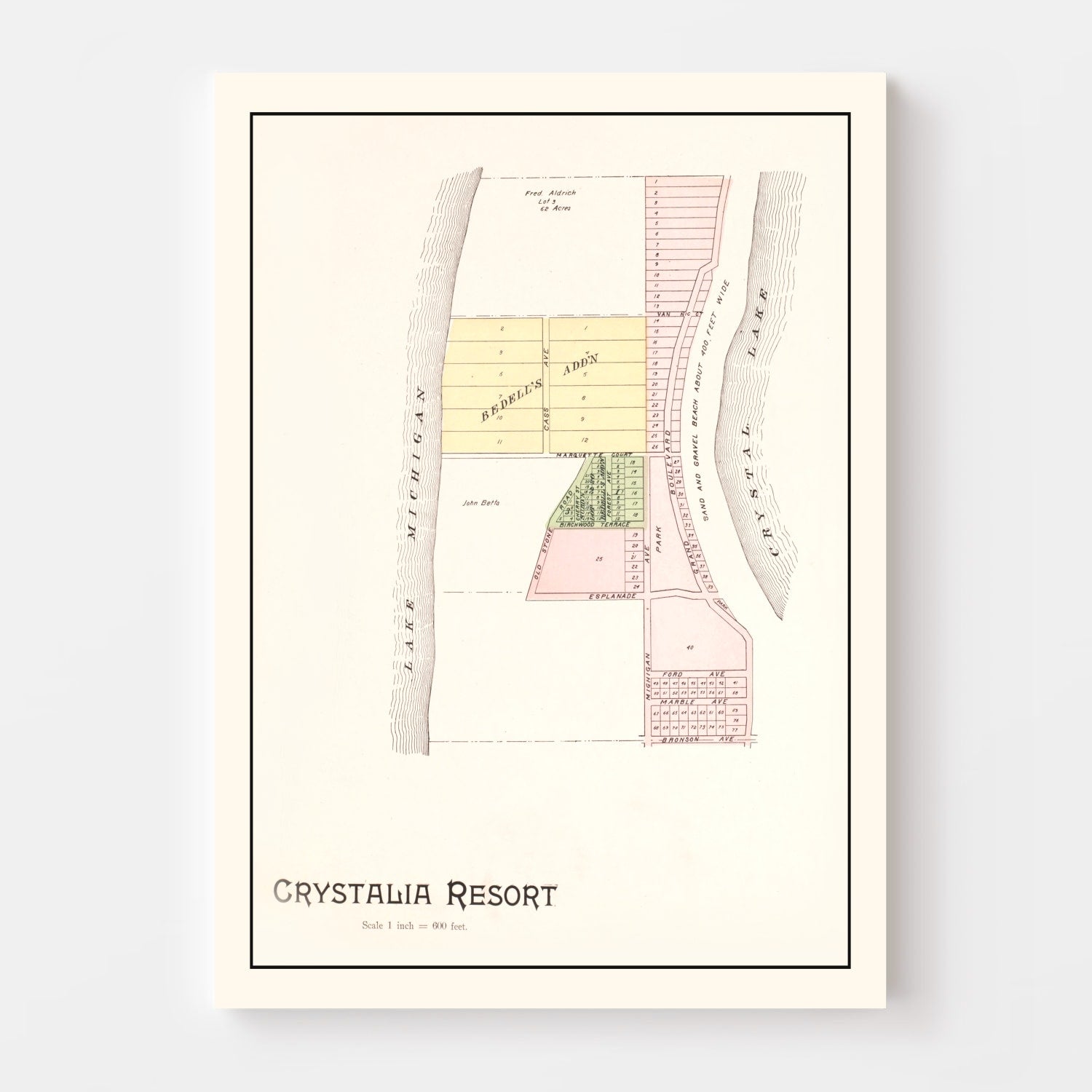 Vintage Map of Crystalia Resort, Michigan 1901