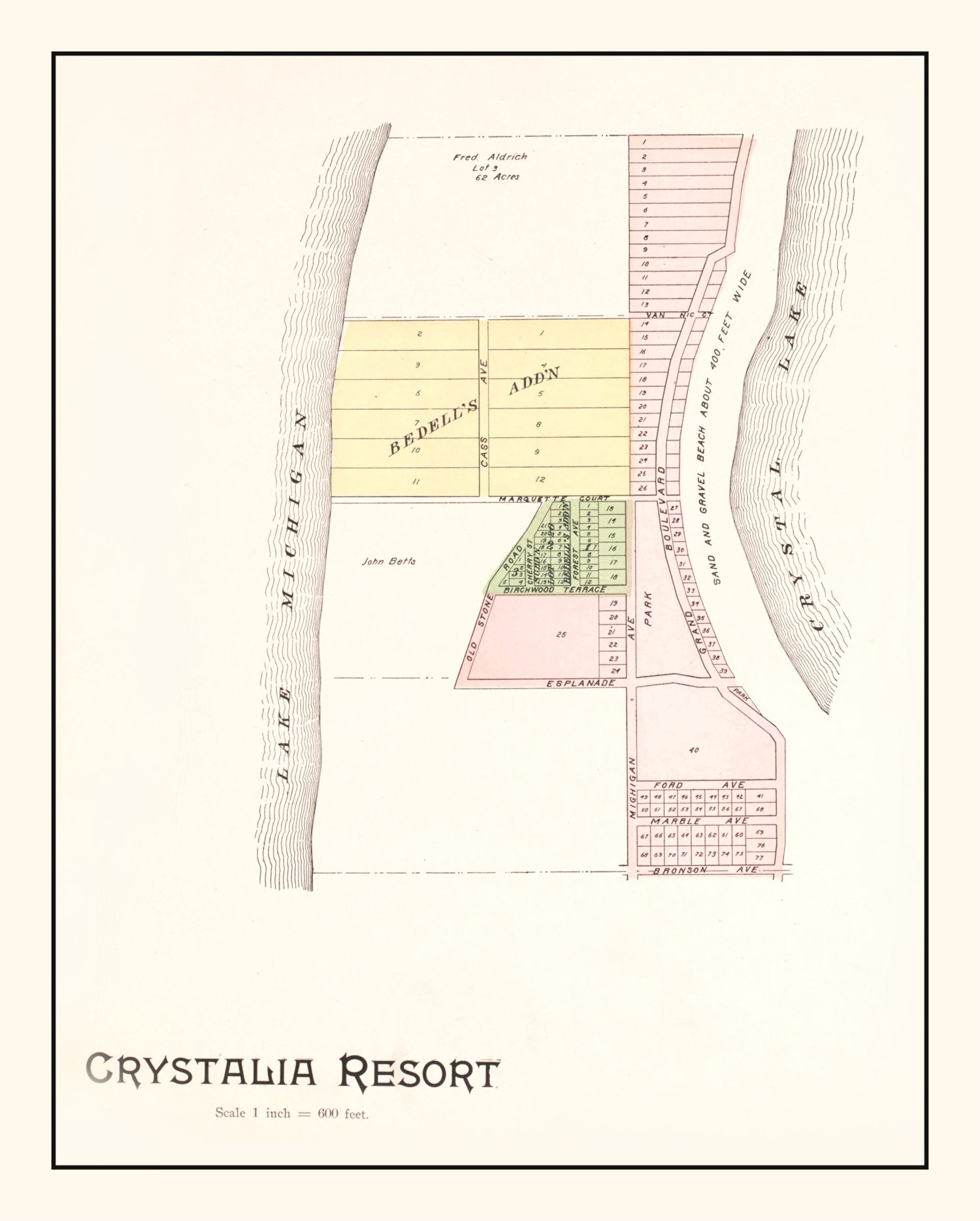 Vintage Map of Crystalia Resort, Michigan 1901