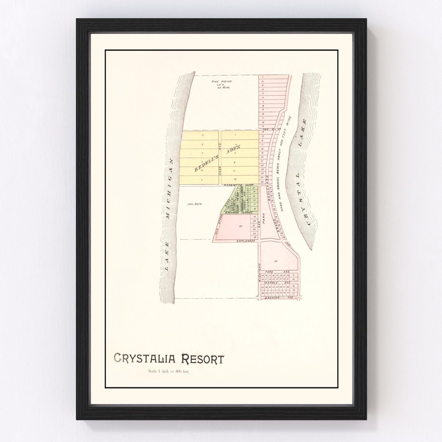 Vintage Map of Crystalia Resort, Michigan 1901