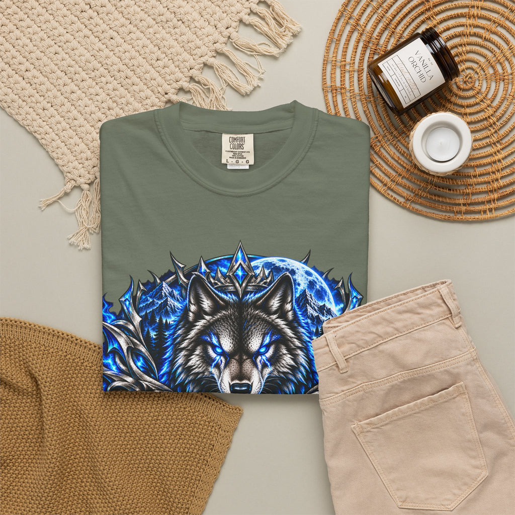 Conqueror Wolf Graphic T-Shirt — Fierce Blue Wolf Design
