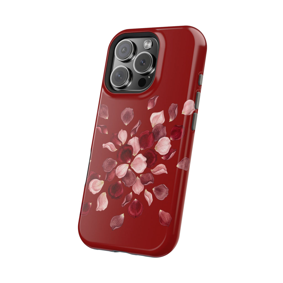 Phone Case — Red Floral Petal Magnetic Impact-Resistant Cover