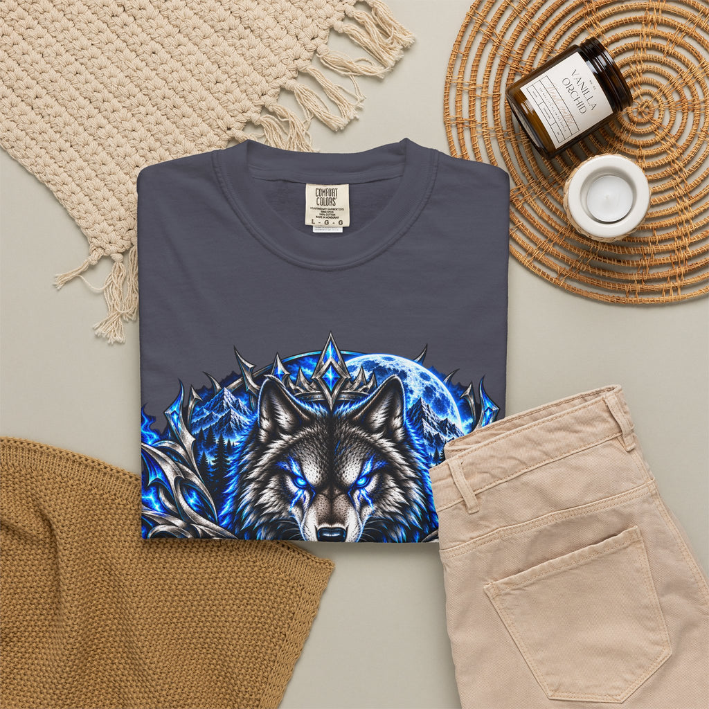 Conqueror Wolf Graphic T-Shirt — Fierce Blue Wolf Design