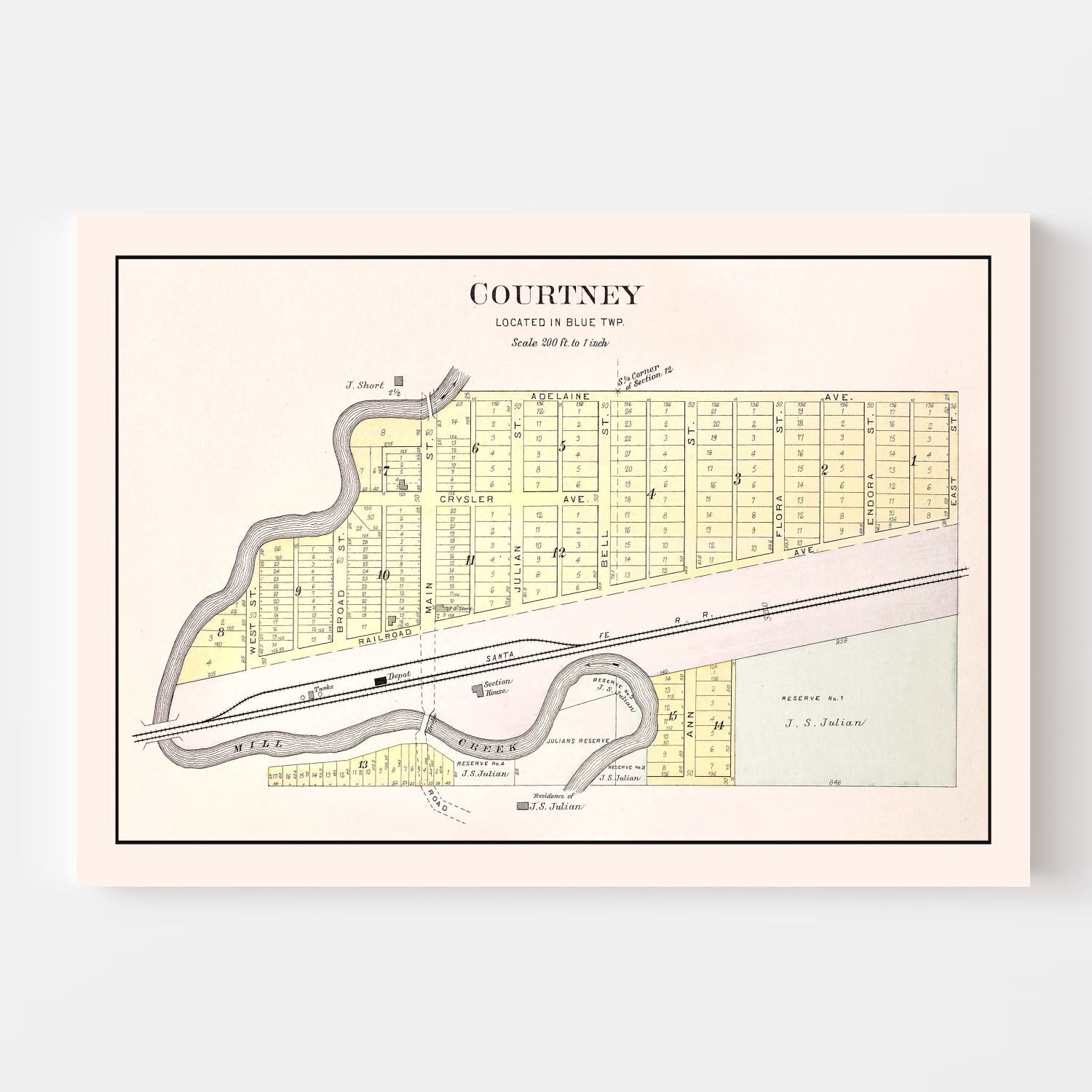 Vintage Map of Courtney, Missouri 1904