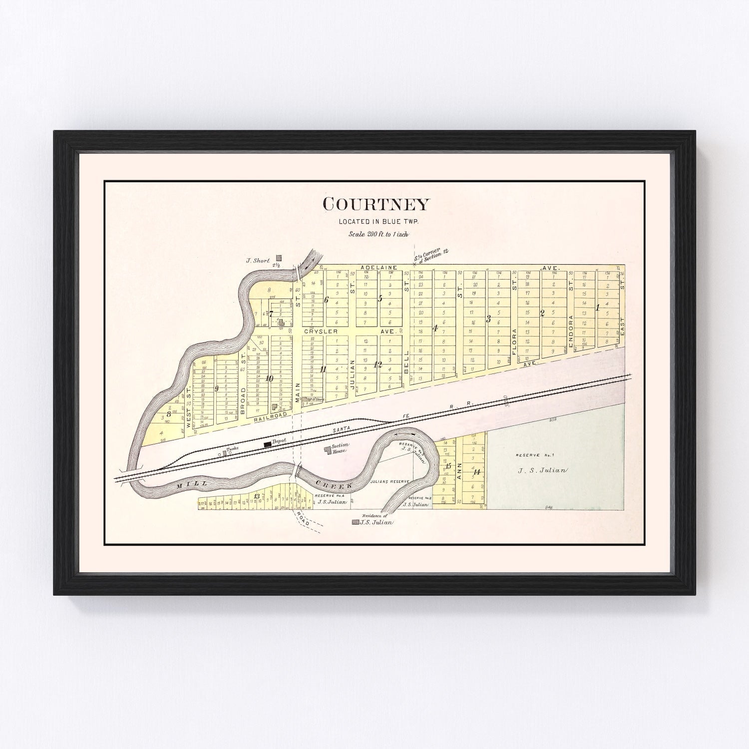Vintage Map of Courtney, Missouri 1904