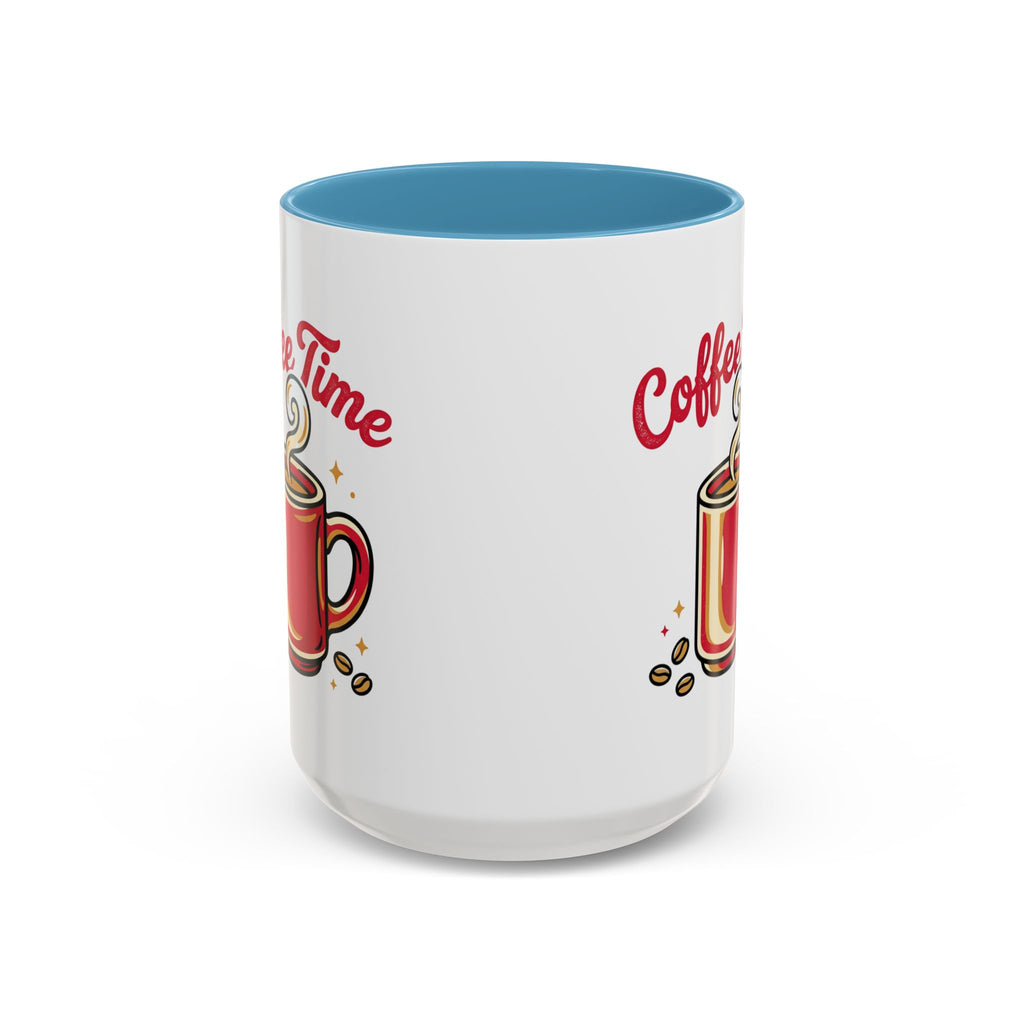 Coffee Mug - "Coffee Time" Red Accent Ceramic Mug (11/15oz)