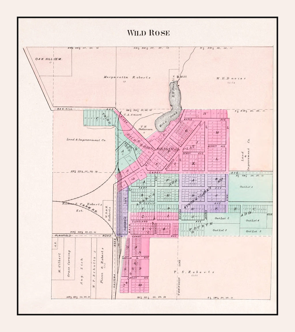 Vintage Map of Wild Rose, Wisconsin 1906