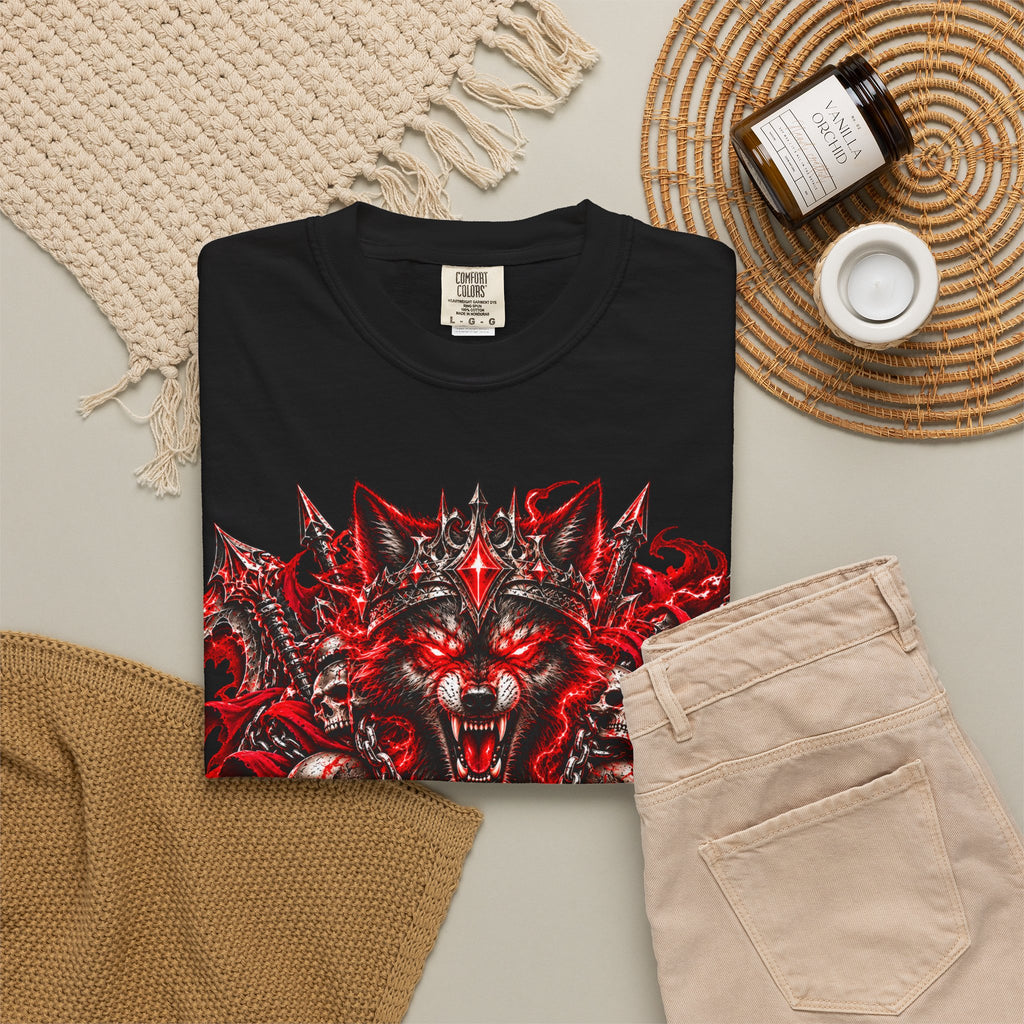 Wolf Skull T-Shirt — Red Gothic Horror Graphic Tee