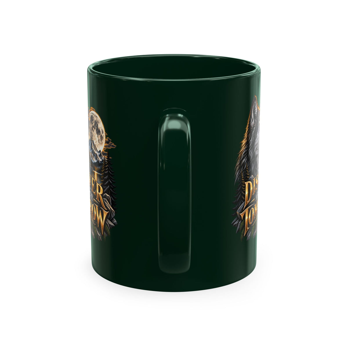 Discover Tomorrow Ceramic Mug — Howling Wolf & Moon Coffee Cup