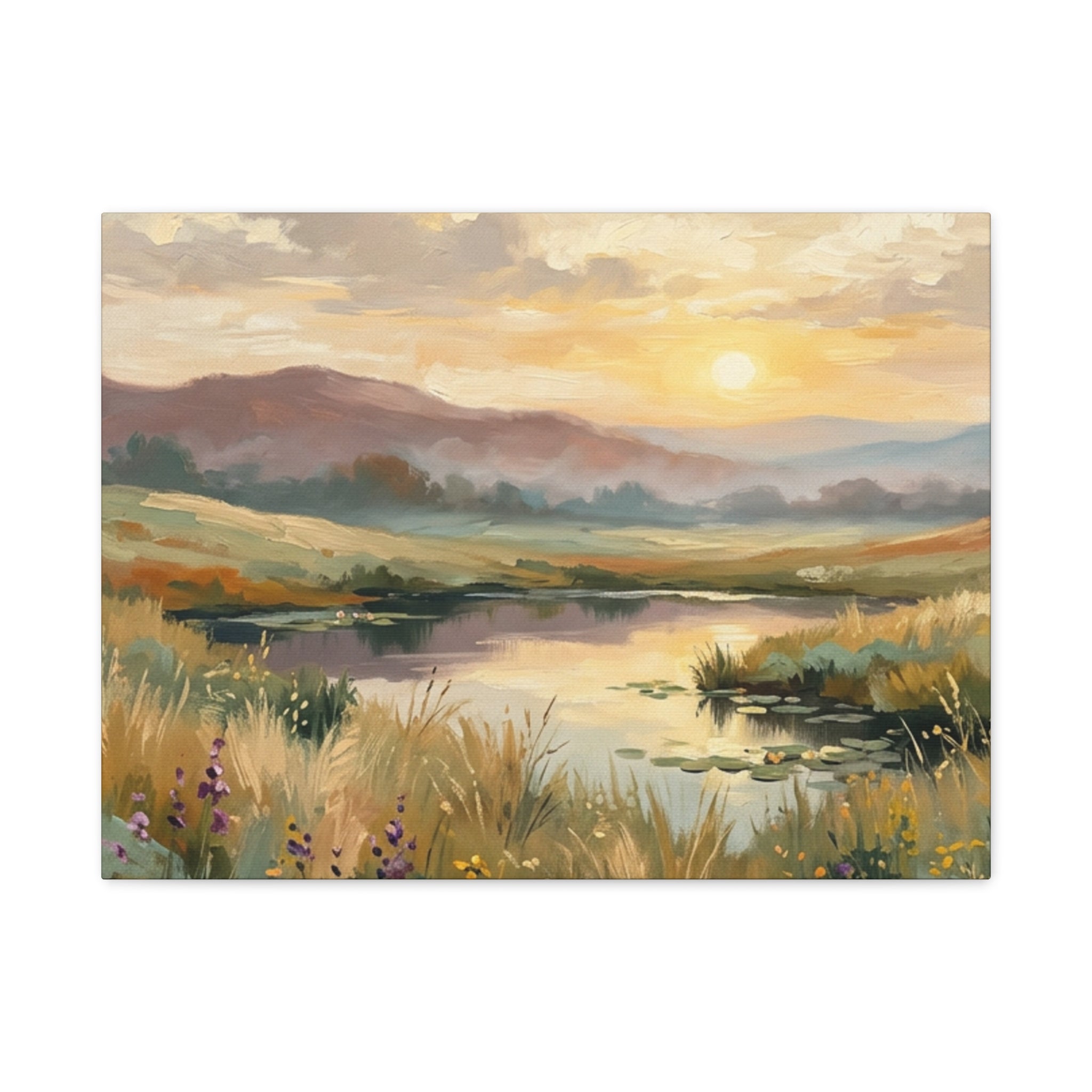 Sunset Meadow Canvas Wall Art — Stretched Matte Landscape Print