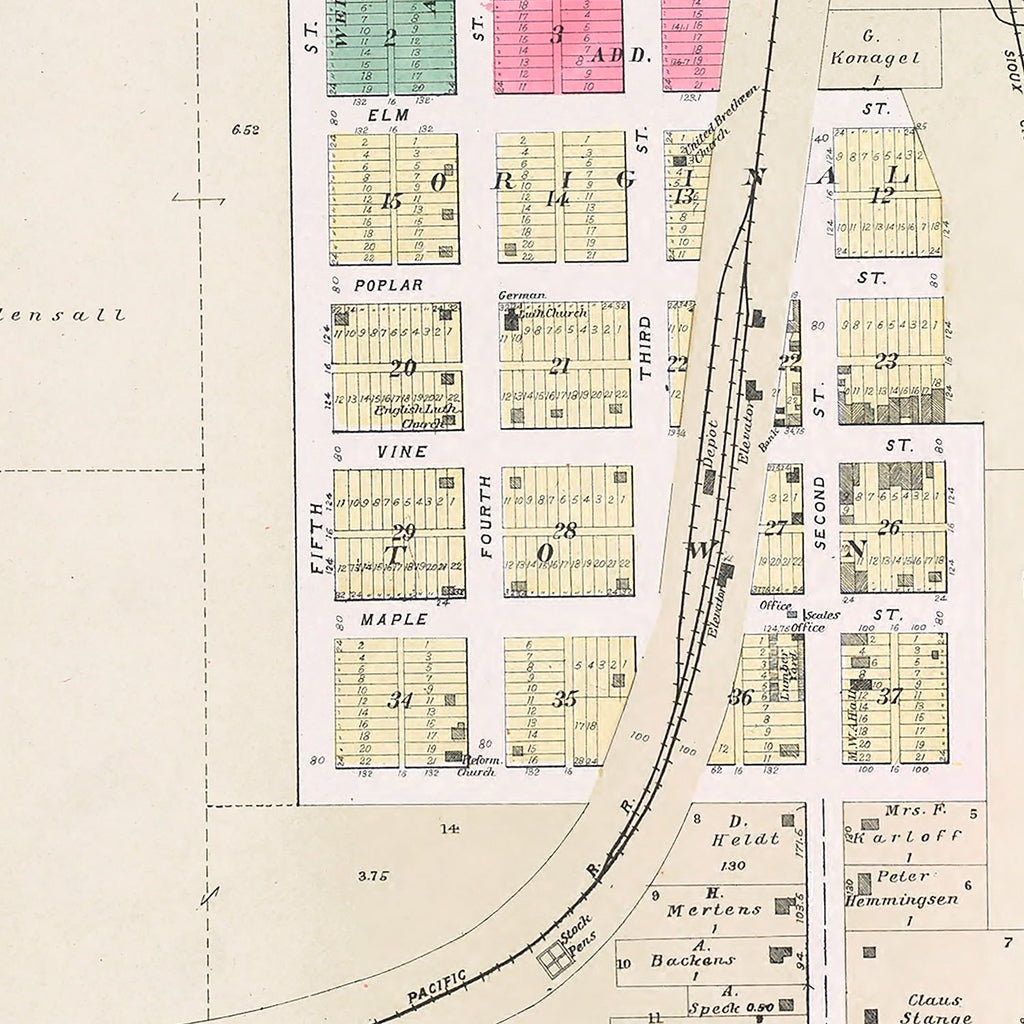 Vintage Map of Yutan, Nebraska 1907