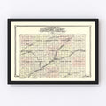 Vintage Map of Crawford County, Iowa 1908