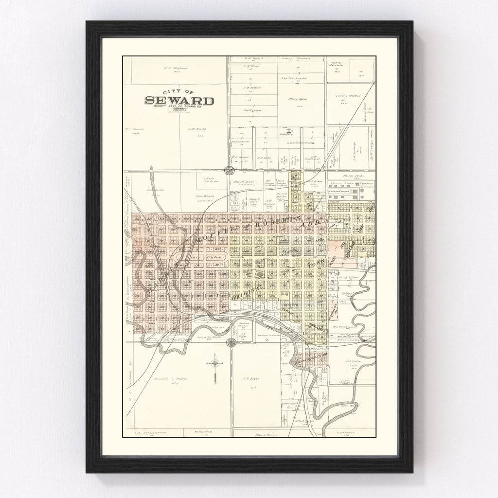 Vintage Map of Seward, Nebraska 1908