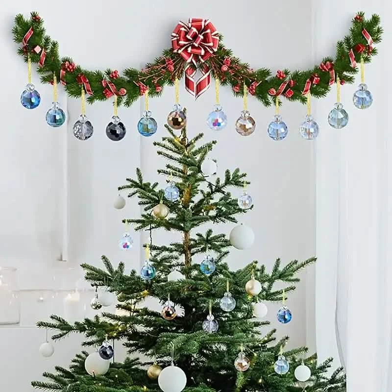 12-Pieces: Multicolor Crystal Glass Christmas Balls Ornaments