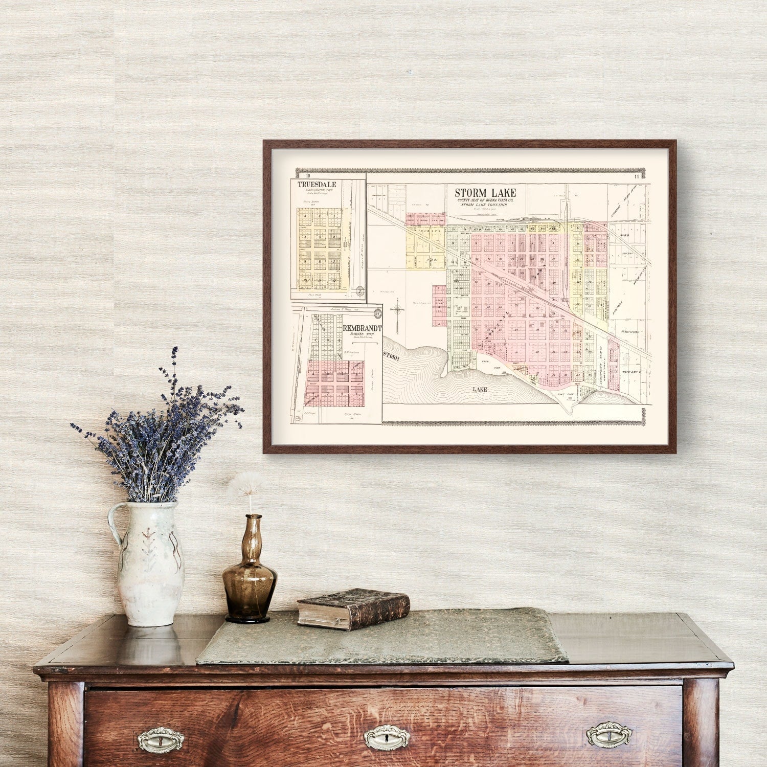 Vintage Map of Storm Lake, Iowa 1908