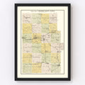Vintage Map of Dickinson County, Kansas 1909