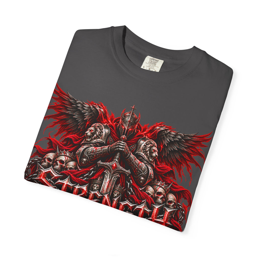 Strength Warrior T-Shirt — Gothic Skull Wings Graphic Tee
