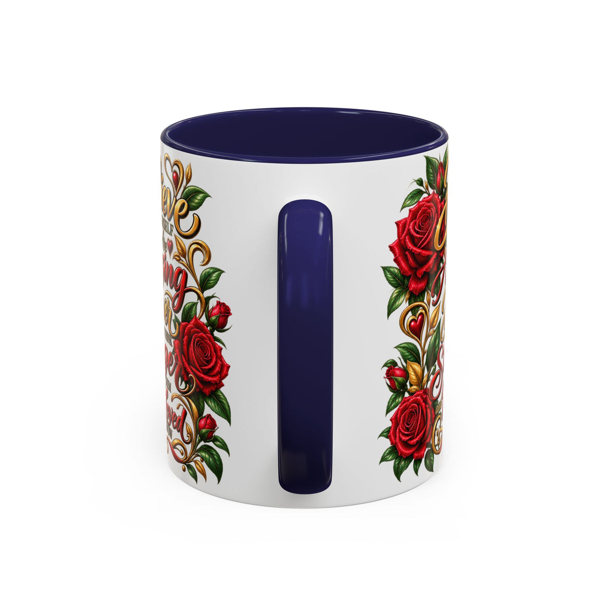 Inspirational Rose Coffee Mug — "Believe in Yourself" Motivational Tea Cup