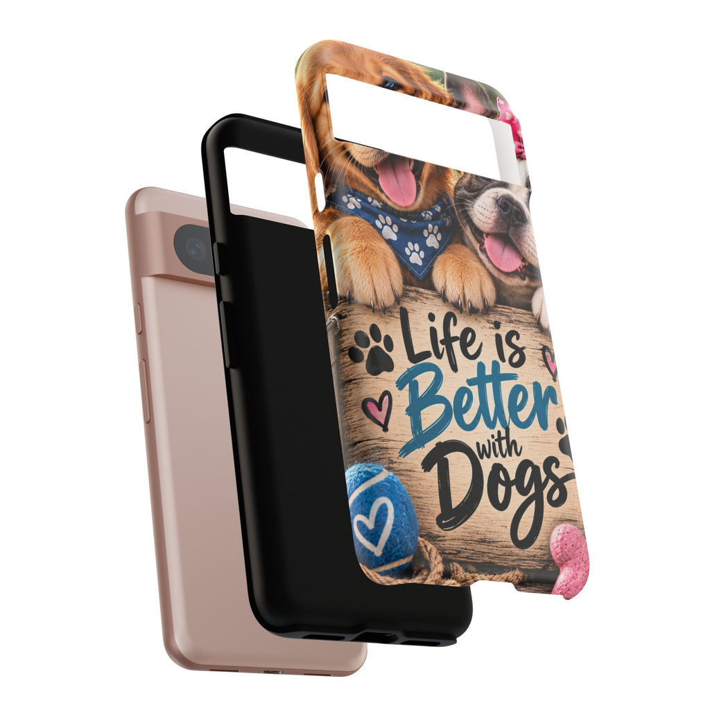 Phone Case — "Life Is Better with Dogs" Cute Pawprint Dog Lover Protective Case