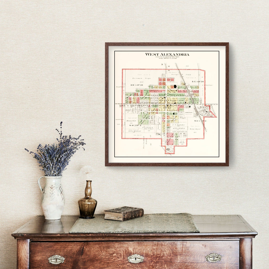 Vintage Map of West Alexandria, Ohio 1912