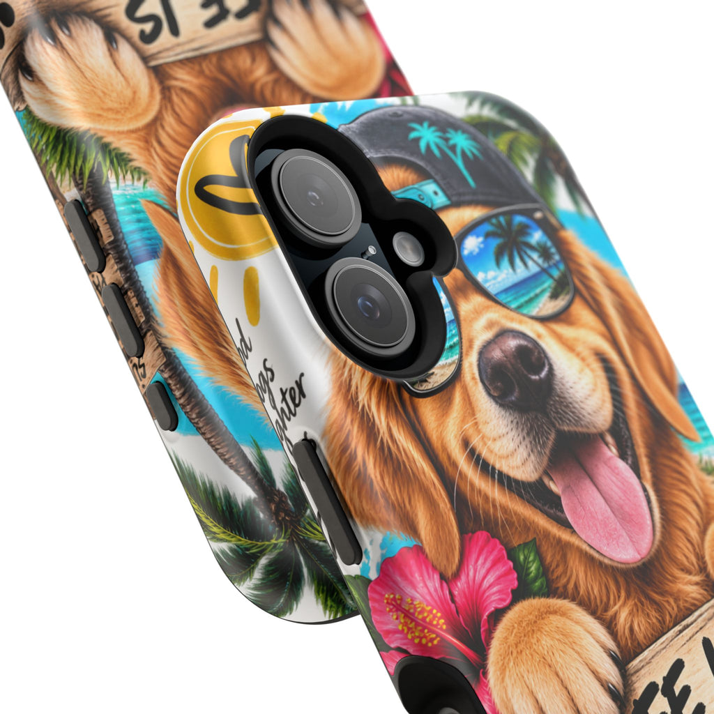 Impact-Resistant Phone Case — "Life Is Better With a Dog" Tropical Dog Design