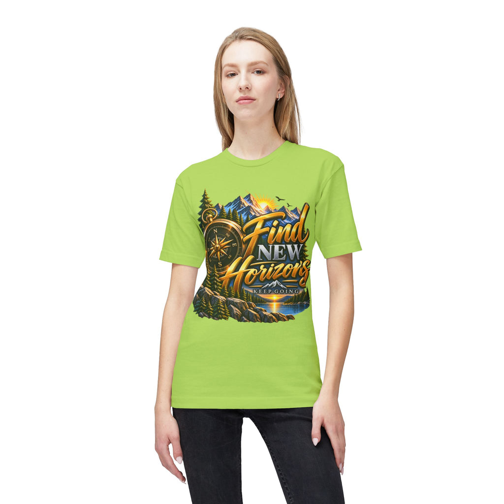 Find New Horizons T-Shirt — Adventure Compass Mountain Graphic Tee