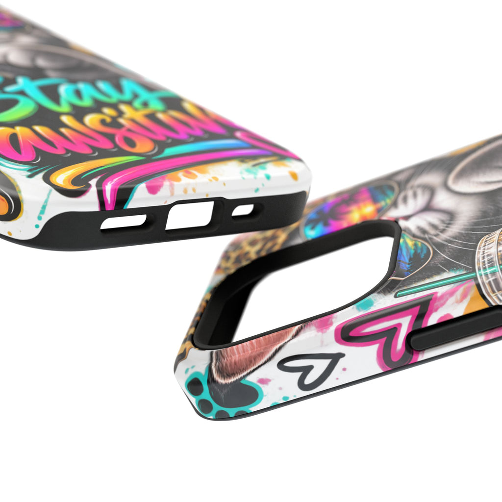 Phone Case — "Stay Pawsitive" Cat Impact-Resistant Case