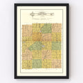 Vintage Map of Jasper County, Iowa 1914