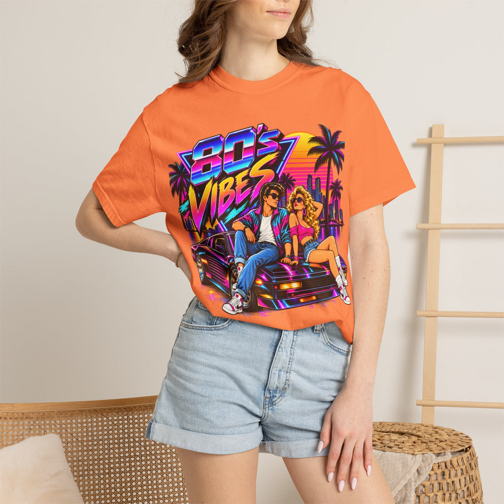 80s Vibes retro car scene T-shirt | neon palm sunset