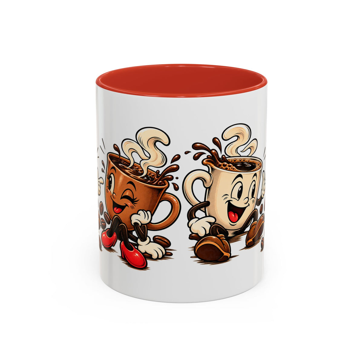 Coffee Cartoon Mug — Cute Dancing Coffee Cups Accent Mug