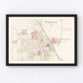 Vintage Map of Evansville, Wisconsin 1917